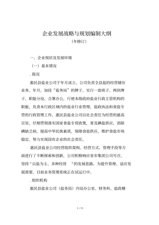 企业发展战略与规划编制大纲