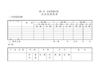 企业发展计划表二