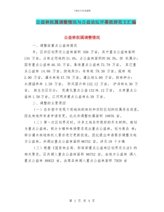 公益林权属调整情况与公益论坛开幕致辞范文汇编