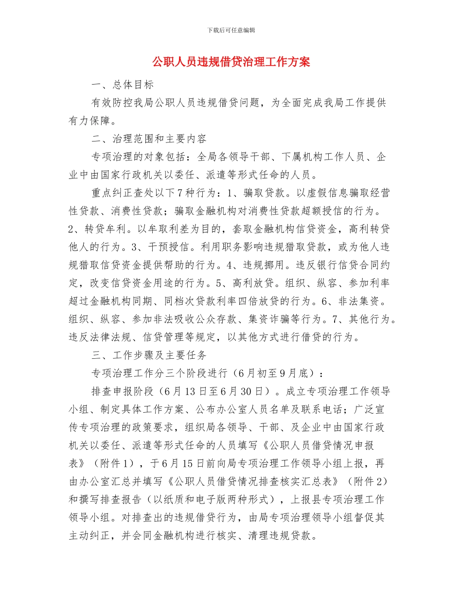 公益骑行环保宣传活动策划书与公职人员违规借贷治理工作方案汇编_第3页