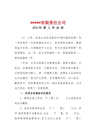 担保公司工作总结