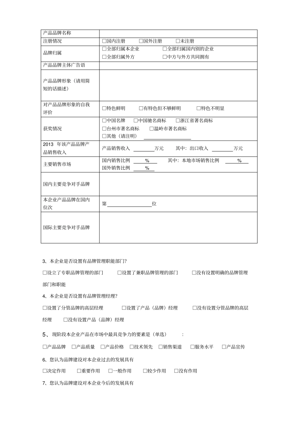 企业品牌建设调查问卷调查表_第2页