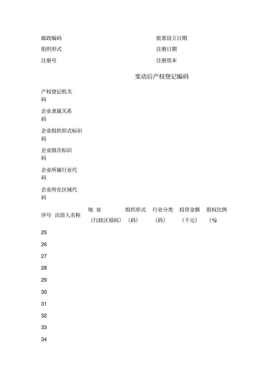 企业国有资产变动产权登记表_第2页