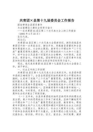 共青团×县第十九届委员会工作报告