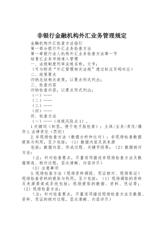 非银行金融机构外汇业务管理规定