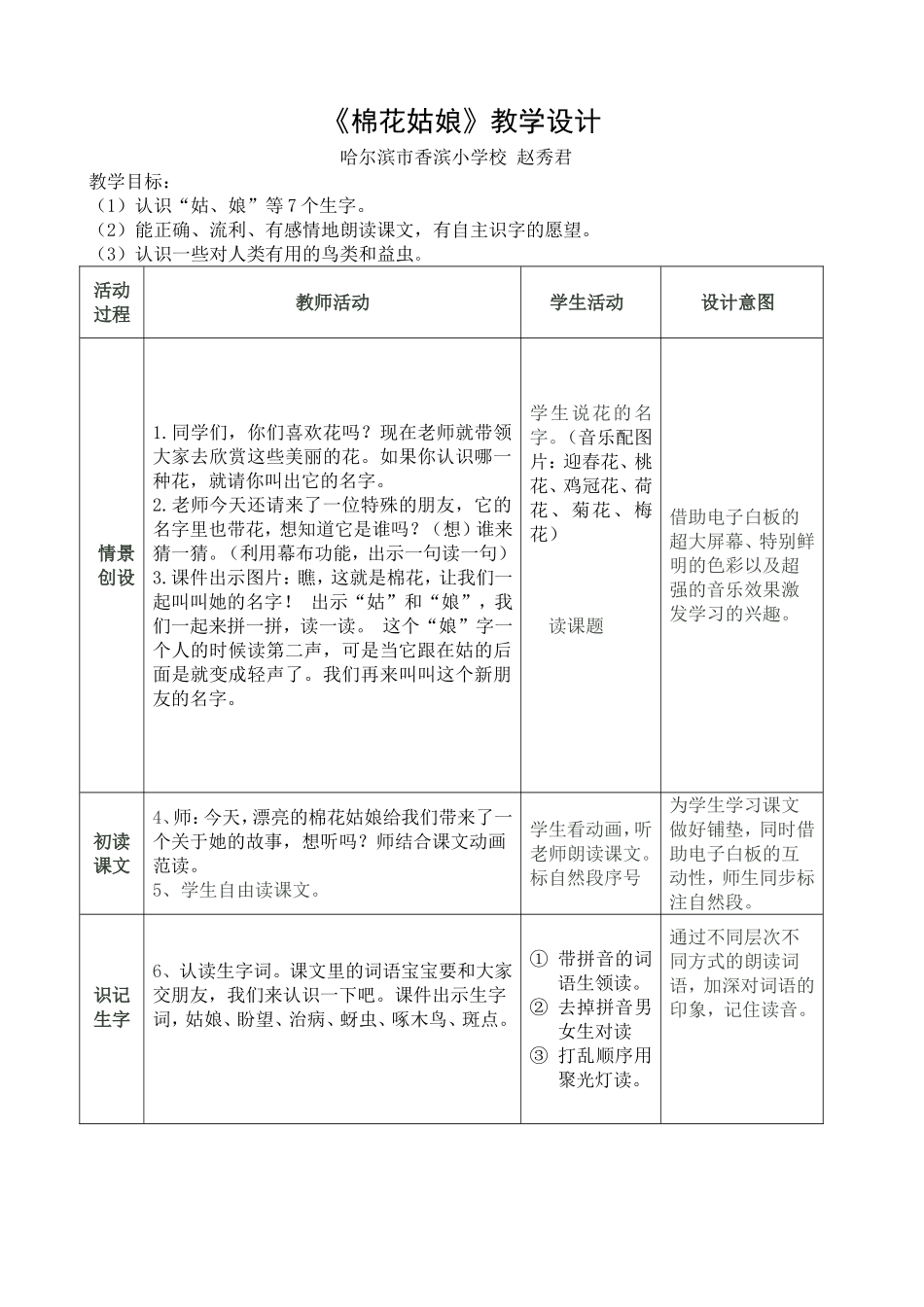 棉花姑娘教学设计2013423_第1页