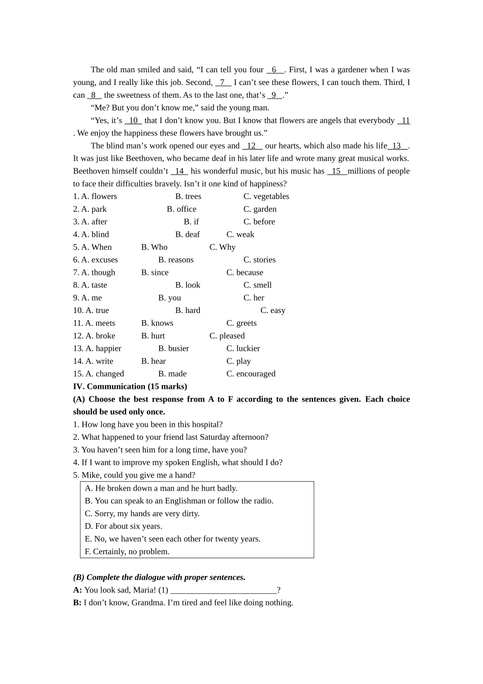 外研版初中第五册Modules1—7测试题_第2页