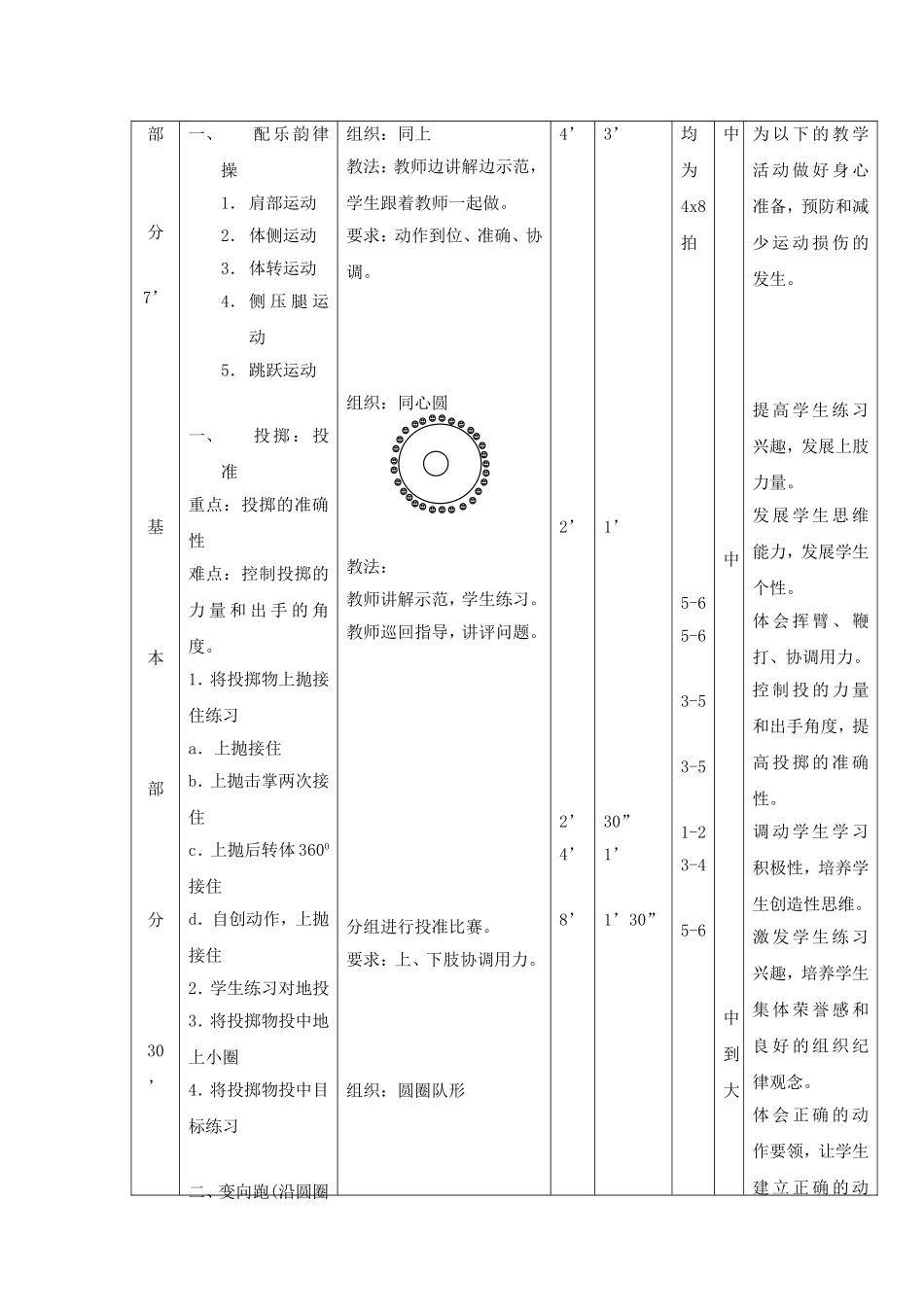 小学五年级体育投掷课教学设计_第3页