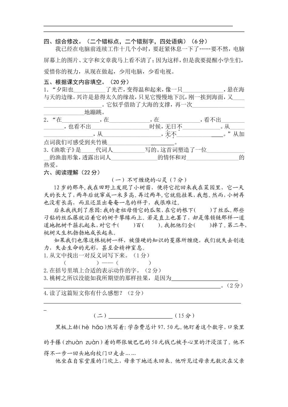 六年级模拟试卷4_第2页