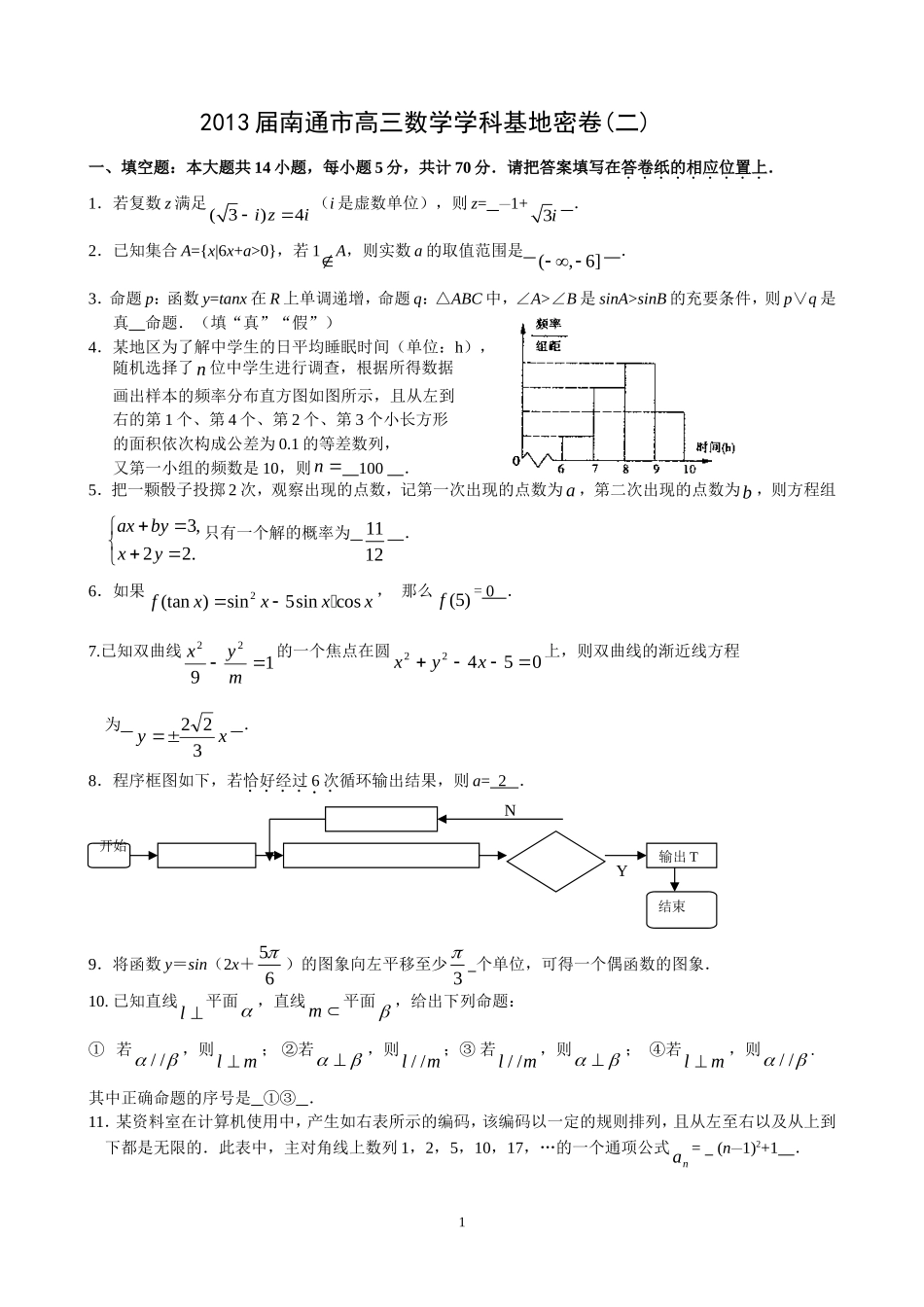 南通市基地密卷(二)(教师)_第1页