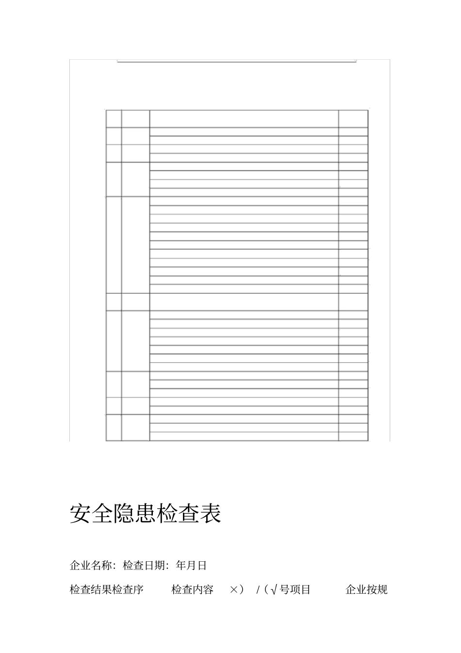 企业安全隐患检查表全_第1页
