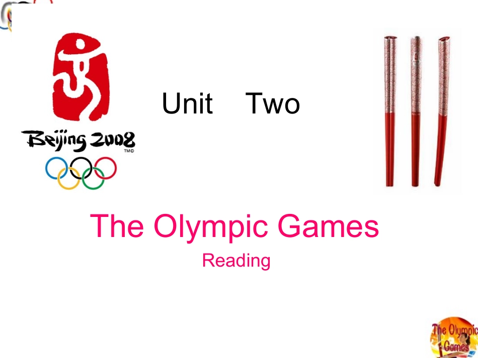人教版高一年级英语必修2UnitTwoTheOlympicGames(Reading)_第1页
