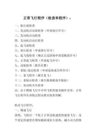 正常飞行程序