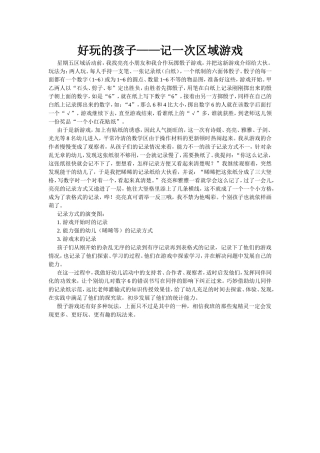 好玩的孩子——记一次区域游戏