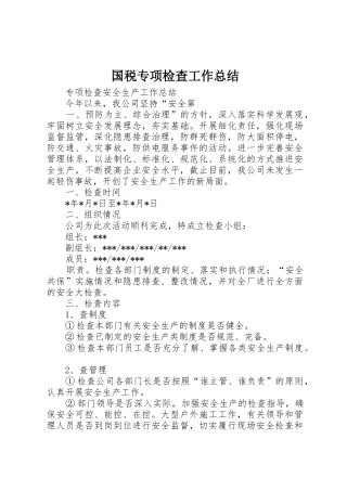 国税专项检查工作总结