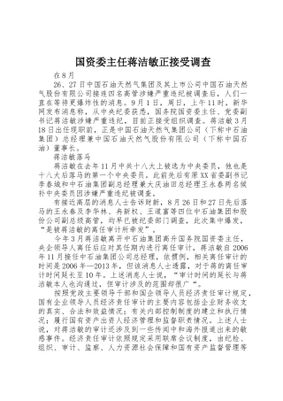 国资委主任蒋洁敏正接受调查