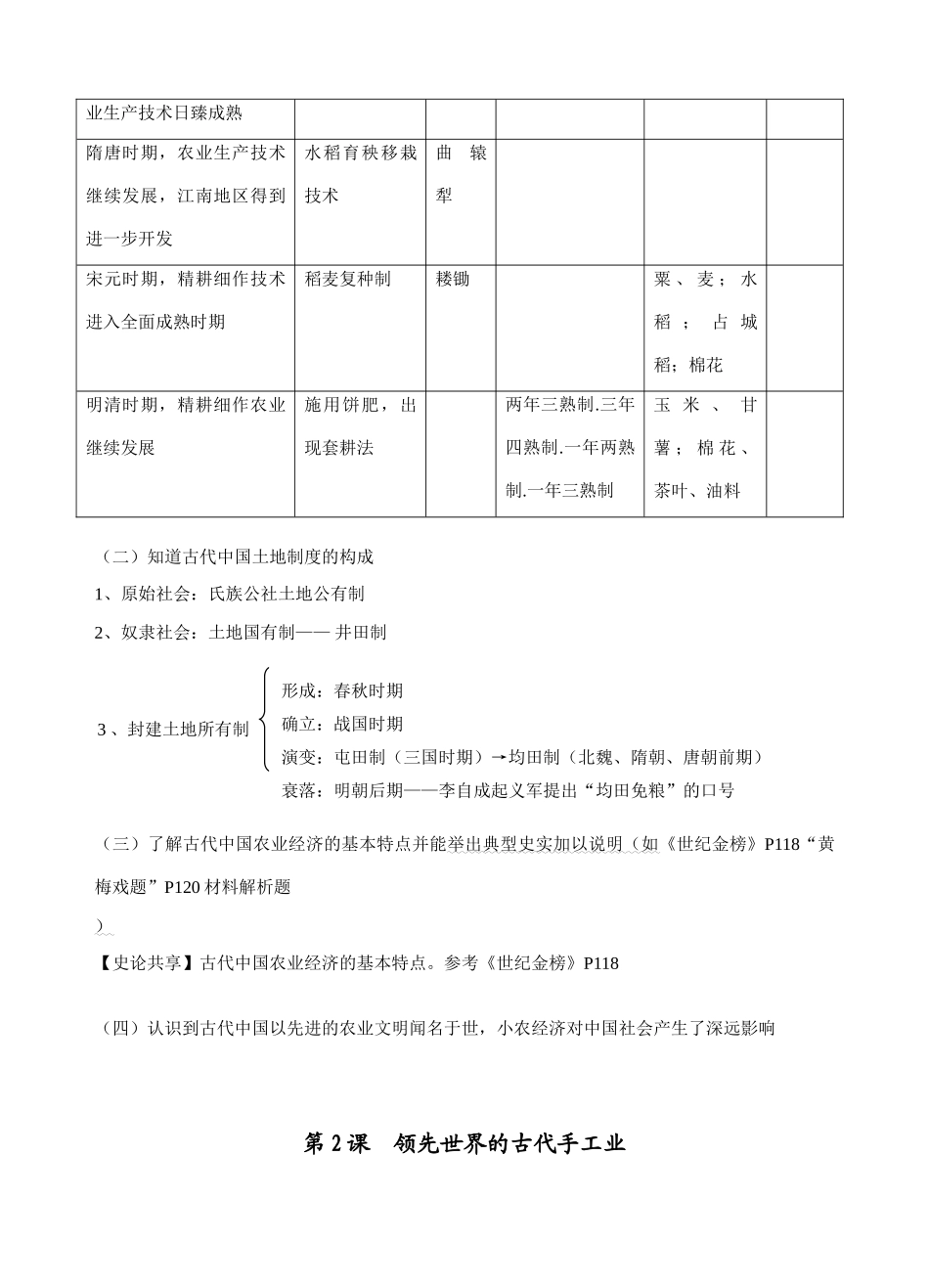 必修1第一单元古代中国经济的基本结构与特点_第2页