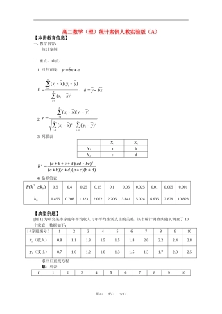 高二数学（理）统计案例人教实验版（A）知识精讲