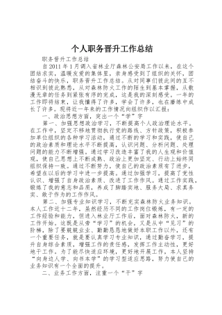 个人职务晋升工作总结