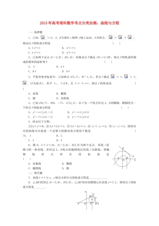 高考数学考点分类自测 曲线与方程 理-人教版高三全册数学试题