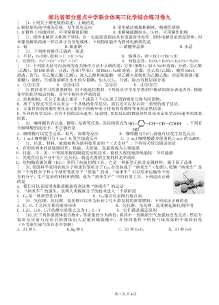 湖北省部分重点中学联合体高三化学综合练习卷九
