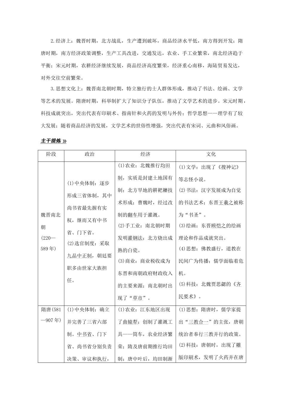 （江苏专用）高考历史大二轮复习 板块一 中外古代文明的演进 第2讲 古代中华文明的成熟与繁荣——魏晋南北朝、隋唐、宋元练习-人教版高三全册历史试题_第2页