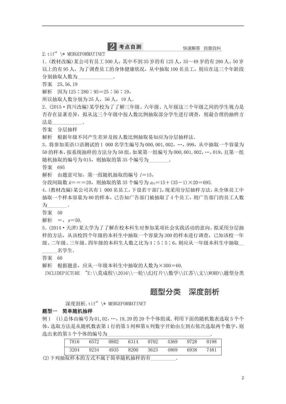 （江苏专用）高考数学一轮复习 第十章 统计 10.1 随机抽样 文-人教版高三全册数学试题_第2页