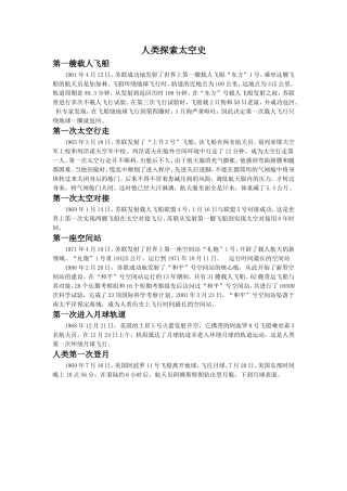 《追求人类更大的自由》拓展阅读-人类探索太空史