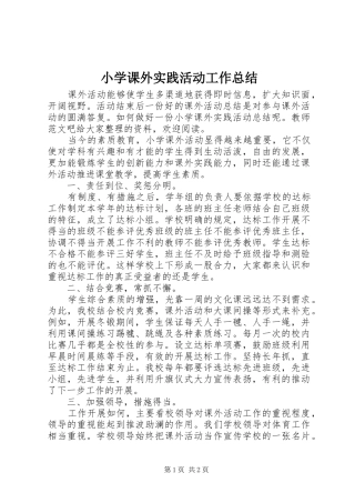小学课外实践活动工作总结 