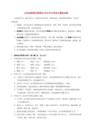 山东省淄博市高青县中考语文模拟试卷试卷