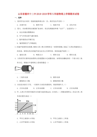 山东省德州十二中 八年级物理上学期期末试卷试卷