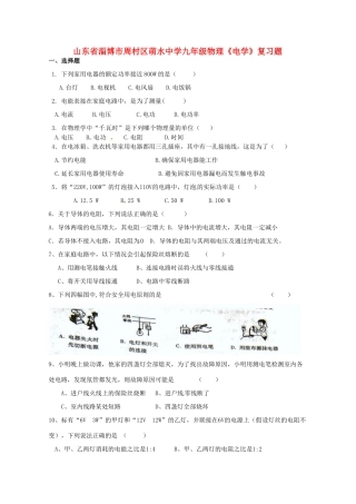 九年级物理(电学)复习题试卷