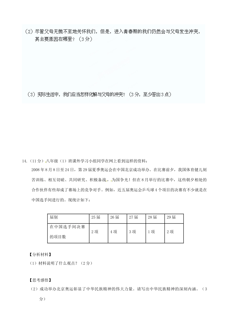 山东省嘉祥县八年级政治上学期期中试卷 新人教版试卷_第3页