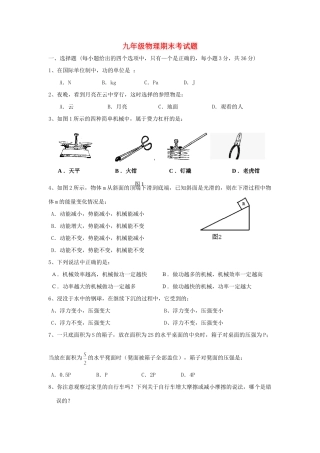 九年九年级物理上学期期末试卷 人教新课标版试卷