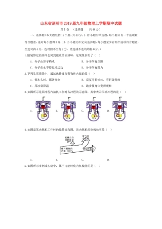 山东省滨州市九年级物理上学期期中试卷
