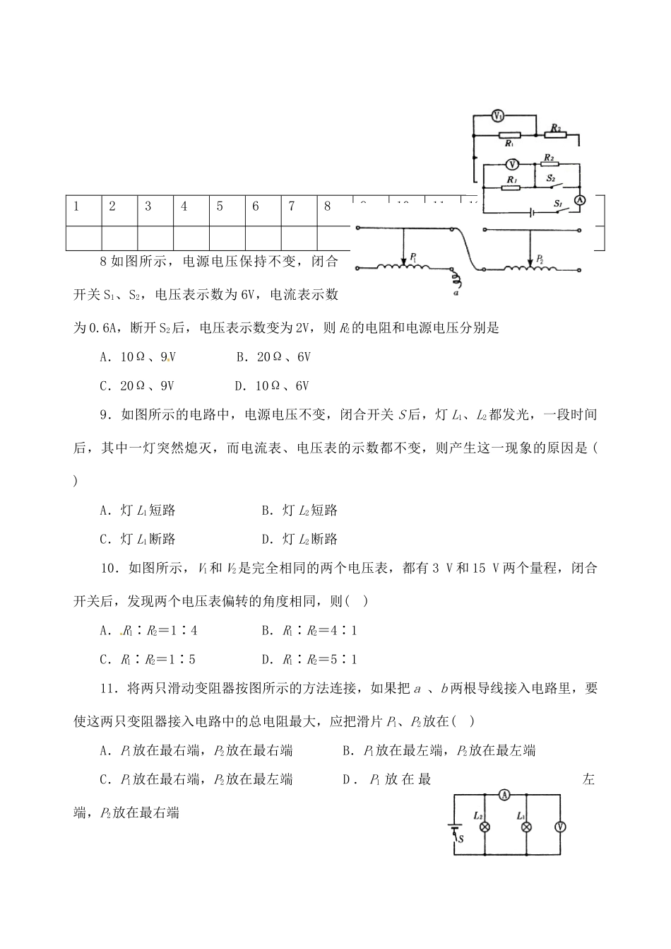 中考物理复习专题二 电学试卷_第2页