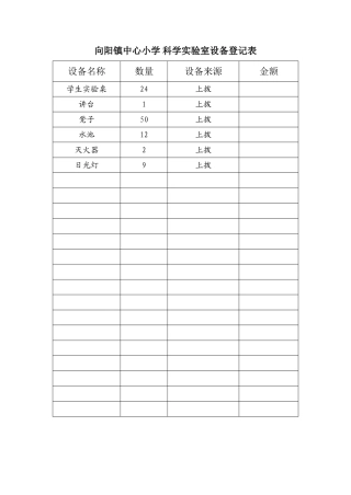 科学实验室设备登记表