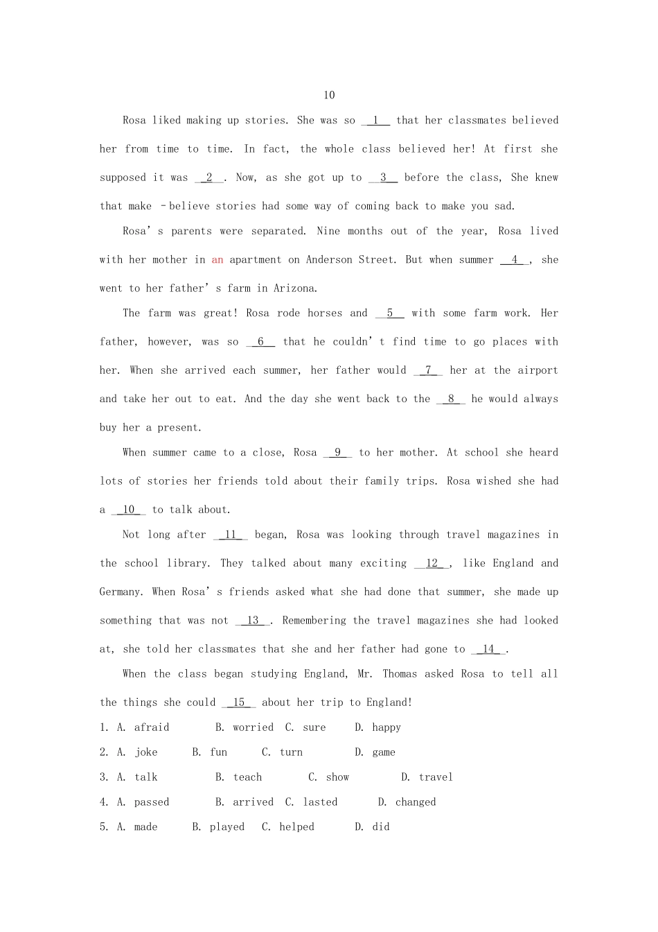 中考英语完形填空训练及解析3 人教新目标版试卷_第3页