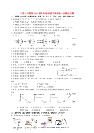 宁夏红寺堡区届九年级物理下学期第一次模拟试卷