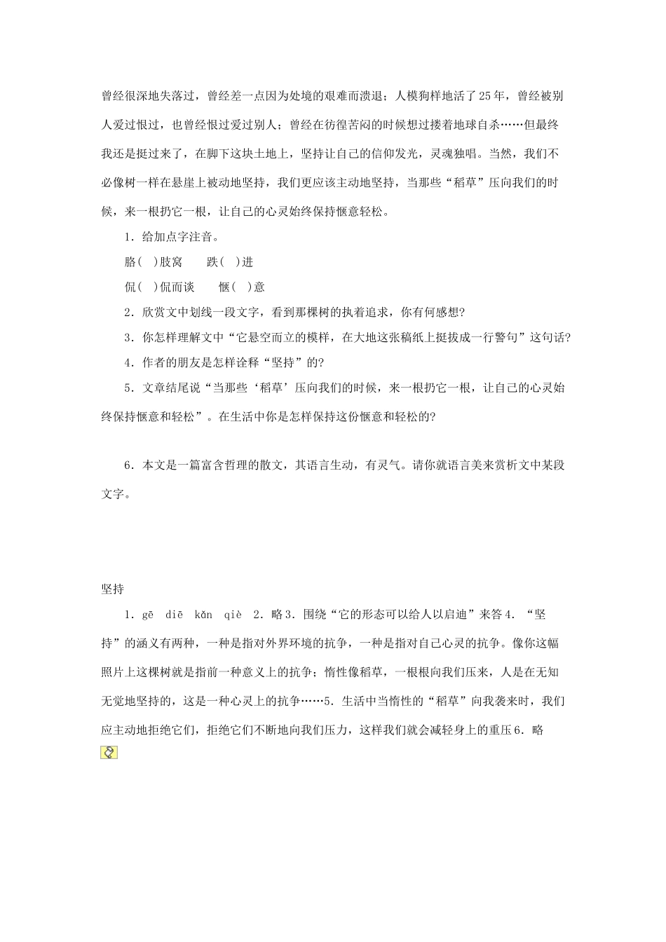 中考语文突破阅读题训练 坚持试卷_第2页