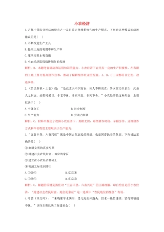 高中历史 重要微知识点 第1课 如何认识小农测试题 新人教版必修2-新人教版高一必修2历史试题
