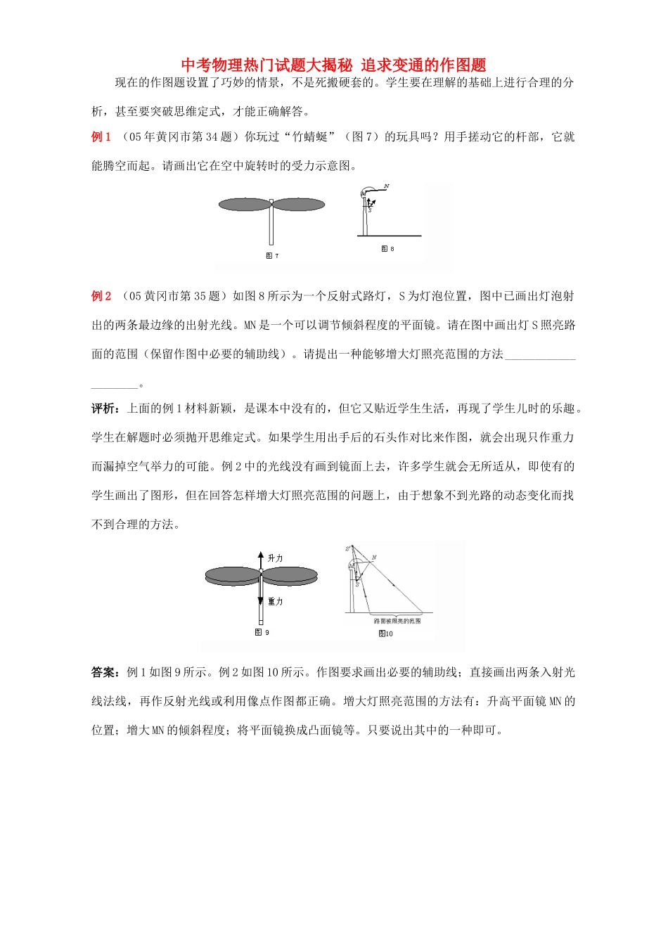 中考物理热门试卷大揭秘 追求变通的作图题 新课标 人教版试卷_第1页