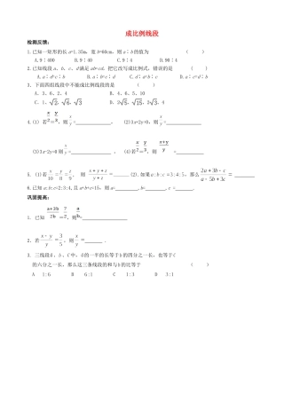 九年级数学上册 第四章 图形的相似 41 成比例线段 第1课时 比例线段课时训练(新版)北师大版试卷