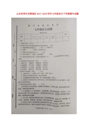 山东省枣庄市薛城区七年级语文下学期期中试卷新人教版试卷