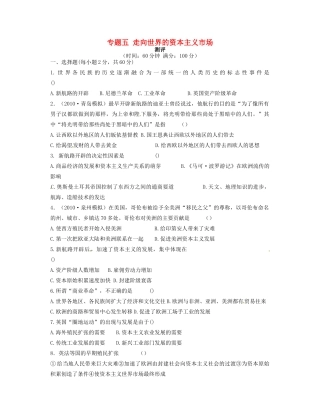 高中历史 专题五 走向世界的资本主义市场专题测评 人民版必修2-人民版高一必修2历史试题