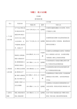 （课标专用 5年高考3年模拟A版）高考政治 专题三 收入与分配试题-人教版高三全册政治试题