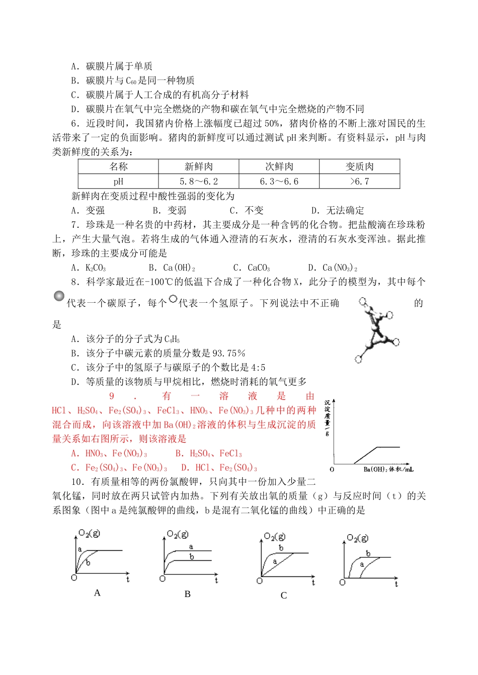 九年级化学知识竞赛初赛试卷试卷_第2页