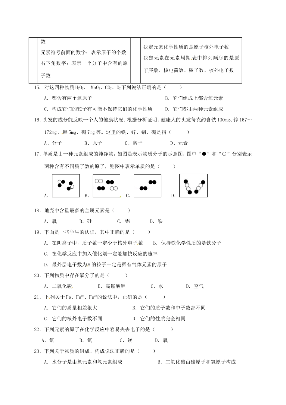 四川省新都区届九年级化学上学期10月月考试卷 新人教版试卷_第3页