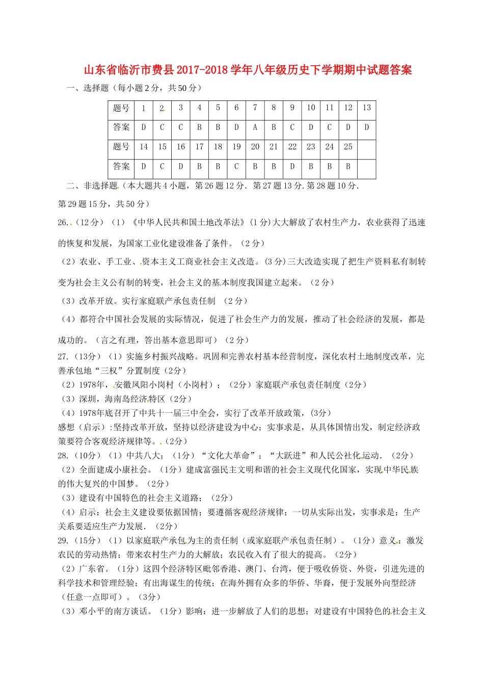 山东省临沂市费县八年级历史下学期期中试卷答案 新人教版 山东省临沂市费县八年级历史下学期期中试卷(pdf) 新人教版 山东省临沂市费县八年级历史下学期期中试卷(pdf) 新人教版_第1页