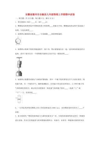 安徽省滁州市全椒县九年级物理上学期期中试卷试卷